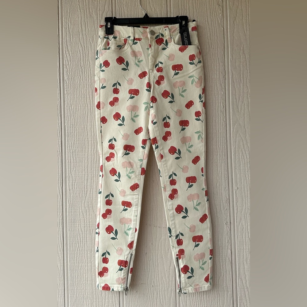 Free People X BlankNYC Cherry Print Skinny Jeans